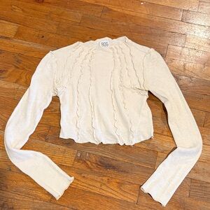 Cream Long Sleeve Ruffled Top